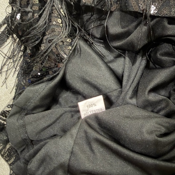 Elegant Black Sequin Fringe Dress - Picture 7 of 9